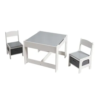 Set birou cu 2 scaune, U-Grow, 61x61x48.3 cm / 28x30x53 cm, MDF, alb imagine