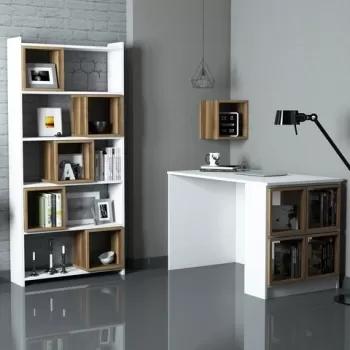 Set birou si biblioteca Box, Hommy Craft, alb/maro imagine