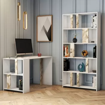 Set birou si biblioteca, Hommy Craft, Lima, Alb imagine