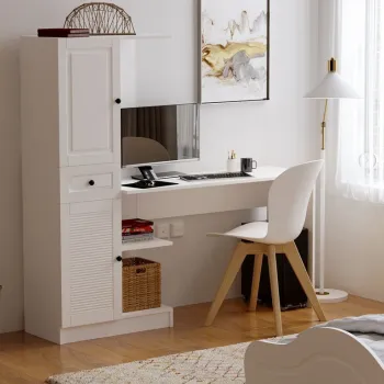 Set birou si biblioteca, Rabi, Rb-116, 120x75x40 cm, Alb mat imagine