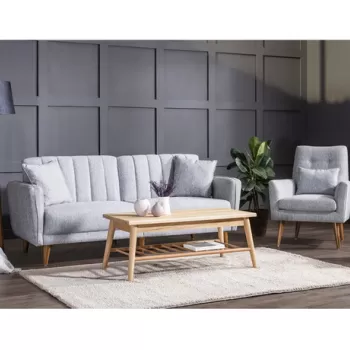 Set canapea extensibila, Unique Design, 867UNQ1581, Lemn de carpen, Gri imagine