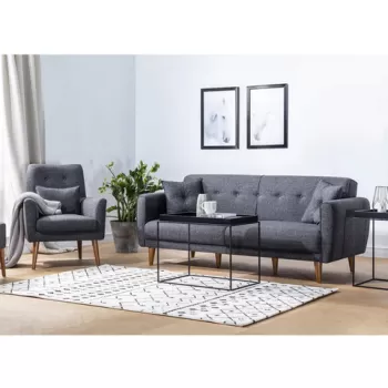 Set canapea extensibila, Unique Design, 867UNQ1586, Lemn de carpen, Antracit imagine