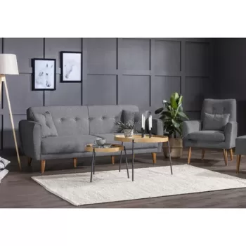 Set canapea extensibila, Unique Design, 867UNQ1589, Lemn de carpen, Gri inchis imagine