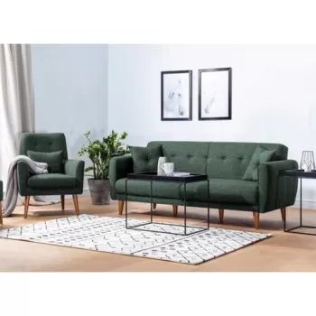 Set canapea extensibila, Unique Design, 867UNQ1592, Lemn de carpen, Verde imagine