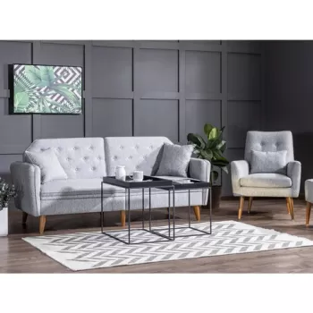 Set canapea extensibila, Unique Design, 867UNQ1626, Lemn de carpen, Gri imagine