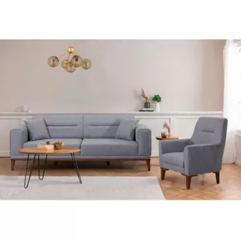 Set canapea extensibila, Unique Design, 867UNQ1667, Lemn de carpen, Gri imagine