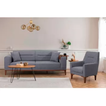 Set canapea extensibila, Unique Design, 867UNQ1673, Lemn de carpen, Gri inchis imagine