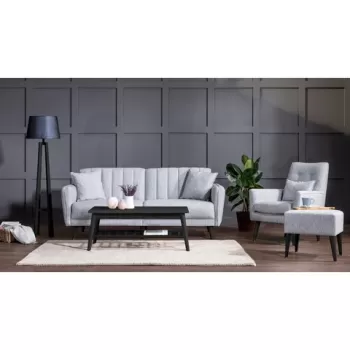 Set canapea extensibila, Unique Design, 867UNQ1678, Lemn de carpen, Gri imagine