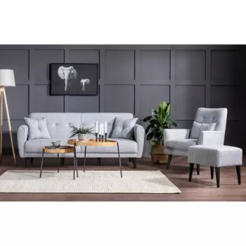 Set canapea extensibila, Unique Design, 867UNQ1685, Lemn de carpen, Gri imagine