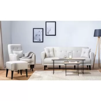 Set canapea extensibila, Unique Design, 867UNQ1687, Lemn de carpen, Crem imagine