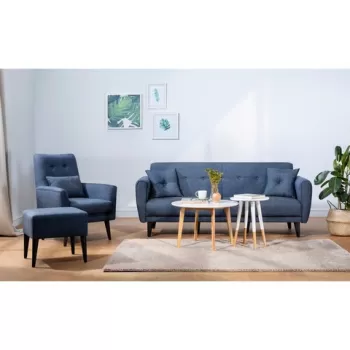 Set canapea extensibila, Unique Design, 867UNQ1688, Lemn de carpen, Albastru navy imagine