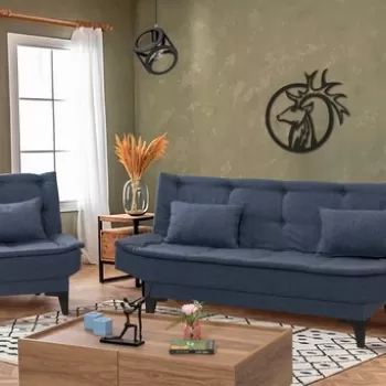 Set canapea extensibila, Unique Design, 867UNQ1695, Lemn de carpen, Albastru navy imagine