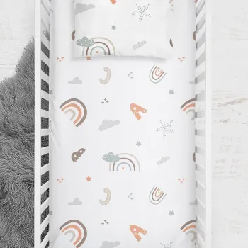 Set cearceaf de pat cu elastic pentru copii, Abc, Wheeppo, Bumbac Ranforce imagine