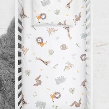Set cearceaf de pat pentru copii, Jungle, Wheeppo, Bumbac Ranforce imagine