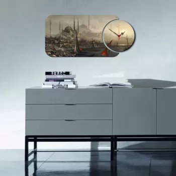 Set ceas si tablou decorativ, YMS-02, MDF , Dimensiune: 68 x 32 cm, Multicolor imagine