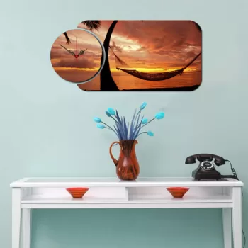 Set ceas si tablou decorativ, YMS-04, MDF , Dimensiune: 68 x 32 cm, Multicolor imagine