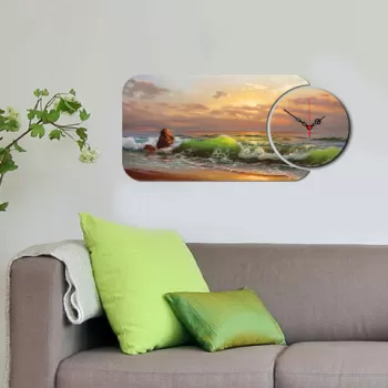 Set ceas si tablou decorativ, YMS-06, MDF , Dimensiune: 68 x 32 cm, Multicolor imagine