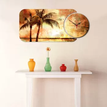 Set ceas si tablou decorativ, YMS-08, MDF , Dimensiune: 68 x 32 cm, Multicolor imagine