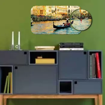 Set ceas si tablou decorativ, YMS-09, MDF , Dimensiune: 68 x 32 cm, Multicolor imagine