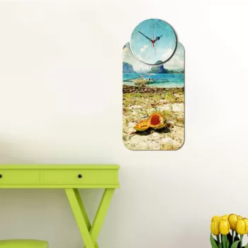 Set ceas si tablou decorativ, YMS-11, MDF , Dimensiune: 68 x 32 cm, Multicolor imagine
