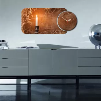 Set ceas si tablou decorativ, YMS-22, MDF , Dimensiune: 68 x 32 cm, Multicolor imagine