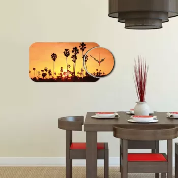 Set ceas si tablou decorativ, YMS-27, MDF , Dimensiune: 68 x 32 cm, Multicolor imagine