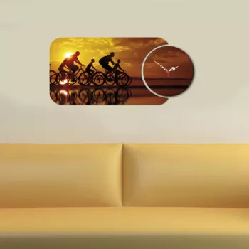 Set ceas si tablou decorativ, YMS-30, MDF , Dimensiune: 68 x 32 cm, Multicolor imagine