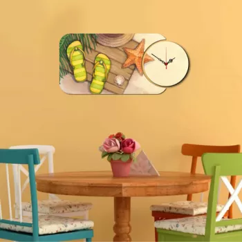 Set ceas si tablou decorativ, YMS-31, MDF , Dimensiune: 68 x 32 cm, Multicolor imagine