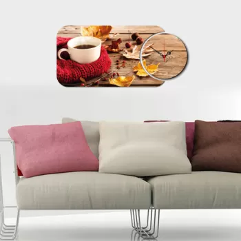 Set ceas si tablou decorativ, YMS-34, MDF , Dimensiune: 68 x 32 cm, Multicolor imagine