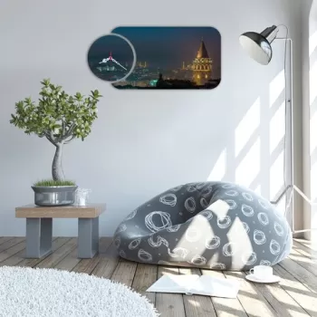 Set ceas si tablou decorativ, YMS-39, MDF , Dimensiune: 68 x 32 cm, Multicolor imagine