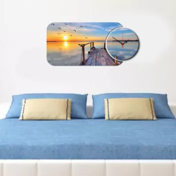 Set ceas si tablou decorativ, YMS-41, MDF , Dimensiune: 68 x 32 cm, Multicolor imagine