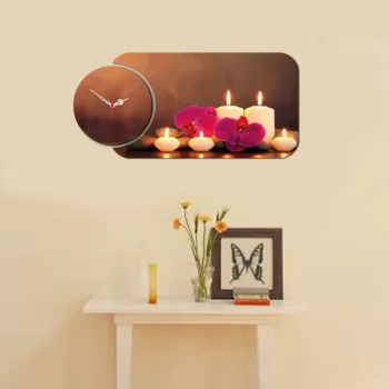 Set ceas si tablou decorativ, YMS-42, MDF , Dimensiune: 68 x 32 cm, Multicolor imagine