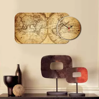 Set ceas si tablou decorativ, YMS-43, MDF , Dimensiune: 68 x 32 cm, Multicolor imagine