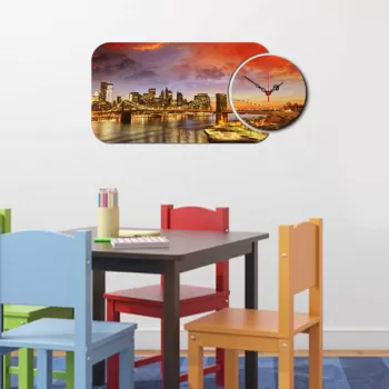 Set ceas si tablou decorativ, YMS-44, MDF , Dimensiune: 68 x 32 cm, Multicolor imagine