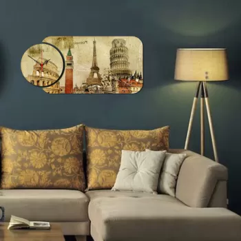 Set ceas si tablou decorativ, YMS-52, MDF , Dimensiune: 68 x 32 cm, Multicolor imagine