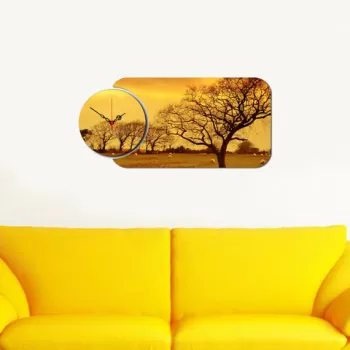 Set ceas si tablou decorativ, YMS-53, MDF , Dimensiune: 68 x 32 cm, Multicolor imagine