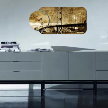 Set ceas si tablou decorativ, YMS-55, MDF , Dimensiune: 68 x 32 cm, Multicolor imagine