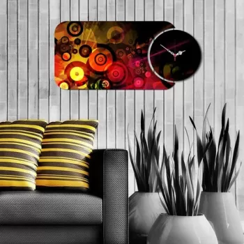 Set ceas si tablou decorativ, YMS-57, MDF , Dimensiune: 68 x 32 cm, Multicolor imagine