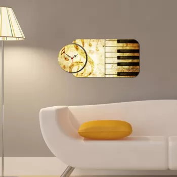 Set ceas si tablou decorativ, YMS-62, MDF , Dimensiune: 68 x 32 cm, Multicolor imagine