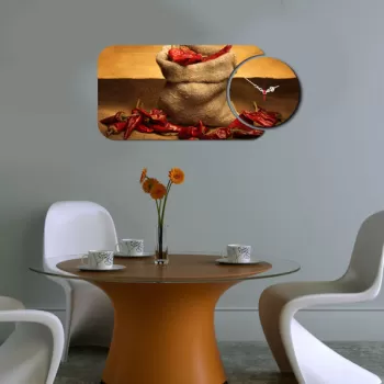 Set ceas si tablou decorativ, YMS-64, MDF , Dimensiune: 68 x 32 cm, Multicolor imagine