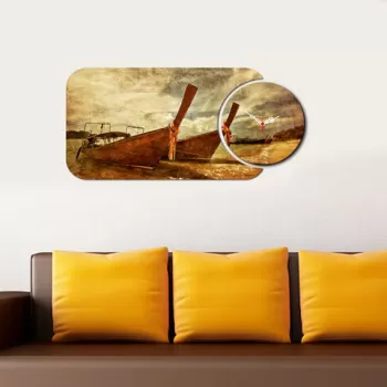 Set ceas si tablou decorativ, YMS-66, MDF , Dimensiune: 68 x 32 cm, Multicolor imagine