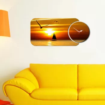 Set ceas si tablou decorativ, YMS-67, MDF , Dimensiune: 68 x 32 cm, Multicolor imagine