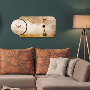 Set ceas si tablou decorativ, YMS-69, MDF , Dimensiune: 68 x 32 cm, Multicolor imagine