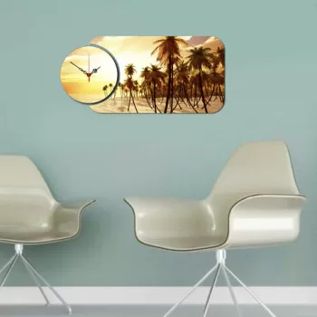 Set ceas si tablou decorativ, YMS-71, MDF , Dimensiune: 68 x 32 cm, Multicolor imagine