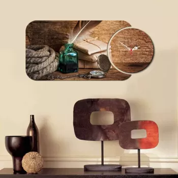 Set ceas si tablou decorativ, YMS-72, MDF , Dimensiune: 68 x 32 cm, Multicolor imagine