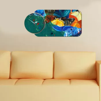 Set ceas si tablou decorativ, YMS-75, MDF , Dimensiune: 68 x 32 cm, Multicolor imagine