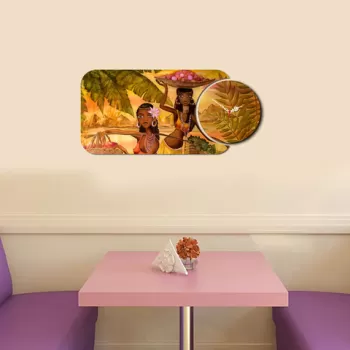 Set ceas si tablou decorativ, YMS-78, MDF , Dimensiune: 68 x 32 cm, Multicolor imagine