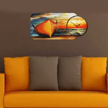 Set ceas si tablou decorativ, YMS-80, MDF , Dimensiune: 68 x 32 cm, Multicolor imagine