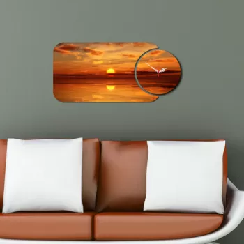 Set ceas si tablou decorativ, YMS-81, MDF , Dimensiune: 68 x 32 cm, Multicolor imagine