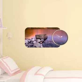 Set ceas si tablou decorativ, YMS-82, MDF , Dimensiune: 68 x 32 cm, Multicolor imagine